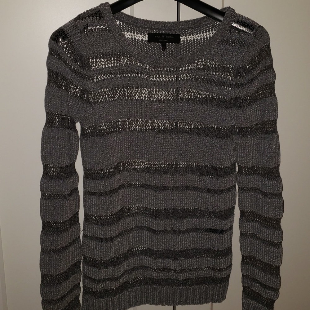 Rag & Bone sheer ribbed grey sweater Sm